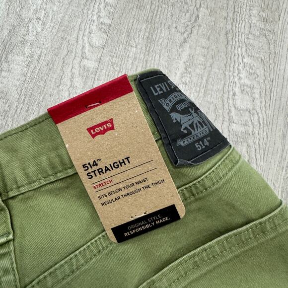 Levis 514 Straight Fit Pants Men's 32x34 Green Stretch Twill Straight Leg NEW - Picture 6 of 12